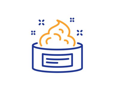 Cilt kremi satırı simgesi. Yüz Bakımı işareti. Jel veya losyon sembolü. Renkli anahat kavramı. Mavi ve turuncu ince çizgi renk simgesi. Cilt kremi vektör