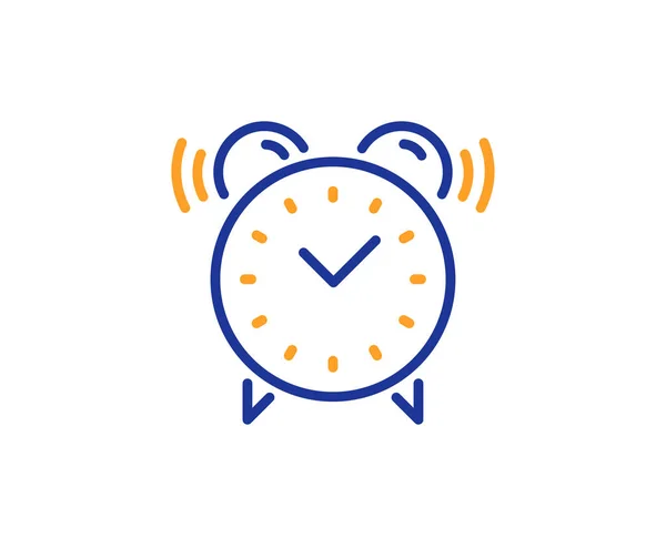 目覚まし時計の線のアイコン 時間や時計の記号 カラフルな概要の概念 青とオレンジ色の細い線の色アイコン アラーム クロック ベクター — ストックベクタ