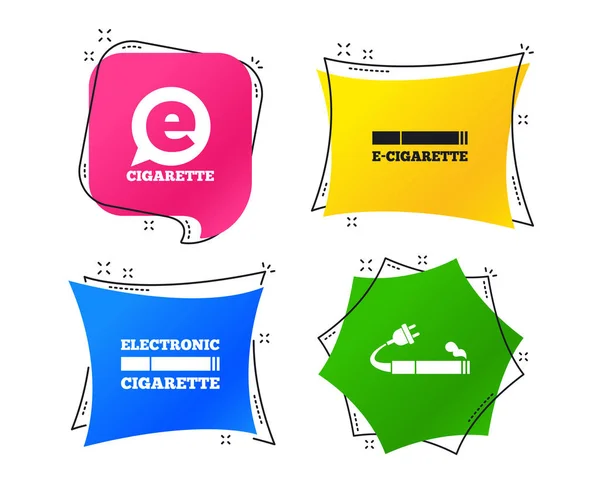 Sigaretta Elettronica Con Icone Plug Simboli Elettronici Fumo Segno Bolla — Vettoriale Stock