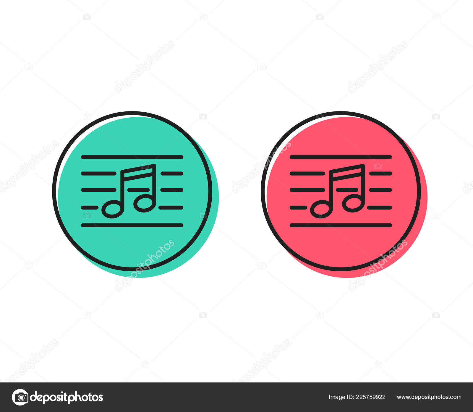 Icono Línea Nota Musical Signo Musical Concepto Botones Círculo Positivo  Vector de stock #225759922 de ©Blankstock, image size:1600x1394