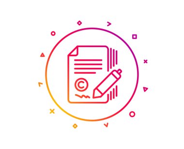 Copywriting satırı simgesi. Telif hakkı imza işareti. Geri bildirim simgesi. Degrade desen çizgi düğmesini. Copywriting simgesi tasarım. Geometrik şekiller. Vektör