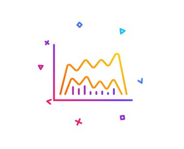 Yatırım grafik satırı simgesi. Ekonomik grafik işareti. Menkul Kıymetler Borsası sembolü. İşletme Finansı. Degrade çizgi düğmesini. Grafik simgesi tasarım ticaret. Renkli geometrik şekiller. Vektör