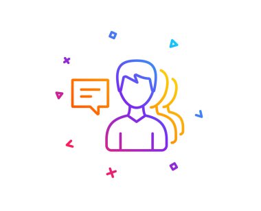 Erkekler satırı simgesi grubudur. İnsan iletişimi sembolü. Ekip çalışması işareti. Degrade çizgi düğmesini. İnsanlar simgesi tasarım. Renkli geometrik şekiller. Vektör