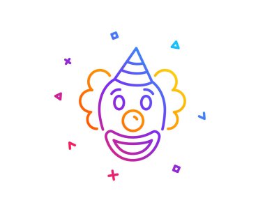 Palyaço satırı simgesi. Eğlence Parkı komik adam işareti. Degrade çizgi düğmesini. Palyaço simgesi tasarım. Renkli geometrik şekiller. Vektör