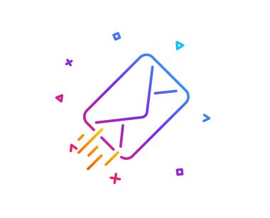 Posta teslim satırı simgesi. İleti yazışma işareti. E-posta simgesi. Degrade çizgi düğmesini. E-posta simgesi tasarım. Renkli geometrik şekiller. Vektör