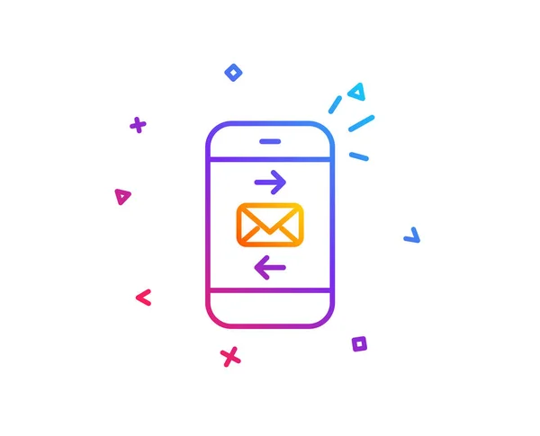 邮件行 智能手机通信符号 商务聊天标志 渐变线按钮 邮件图标设计 五颜六色的几何形状 — 图库矢量图片