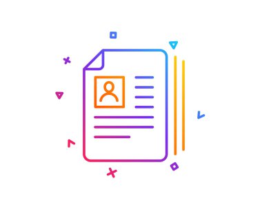 İş işe alım satırı simgesi. CV belgeler veya portföy işareti. Degrade çizgi düğmesini. CV belgeler simgesi tasarım. Renkli geometrik şekiller. Vektör