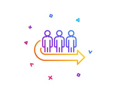 Sıra satırı simgesi. İşaret bekleyenler. Yön ok sembolü. Degrade çizgi düğmesini. Sıra simgesi tasarım. Renkli geometrik şekiller. Vektör