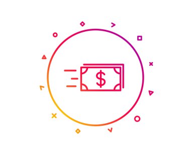 Nakit para satırı simgesi aktarın. Para birimi işareti bankacılık. Dolar veya Usd sembolü. Degrade desen çizgi düğmesini. Para transferi simgesi tasarım. Geometrik şekiller. Vektör