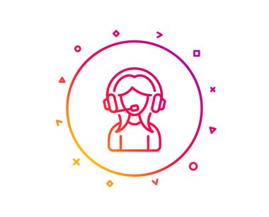 Kullanıcı destek satırı simgesi. Kadın profil iz yok. Kadın kişi siluet simge. Degrade desen çizgi düğmesini. Simgesi tasarım desteği. Geometrik şekiller. Vektör