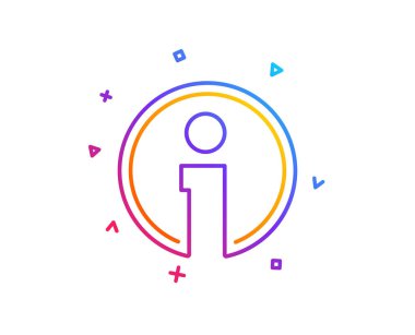 Bilgi satırı simgesi. Bilgi merkezi işareti. Destek konuşma balonu sembolü. Degrade çizgi düğmesini. Bilgi simgesi tasarım. Renkli geometrik şekiller. Vektör