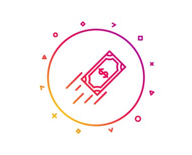 Hızlı ödeme satırı simgesi. Dolar döviz işareti. Finans simgesi. Degrade desen çizgi düğmesini. Hızlı ödeme simgesi tasarım. Geometrik şekiller. Vektör