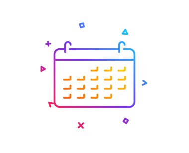 Takvim satırı simgesi. İşareti muhasebe. Finans simgesi hesaplayın. İş denetim. Degrade çizgi düğmesini. Takvim simgesi tasarım. Renkli geometrik şekiller. Vektör