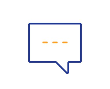 Sohbet hattı simgesi. Konuşma balonu işareti. Simge iletişim veya yorum. Renkli anahat kavramı. Mavi ve turuncu ince çizgi renk simgesi. Blog vektör