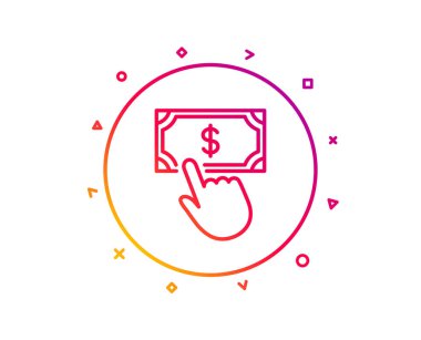 Ödeme satırı simgesini tıklatın. Dolar döviz işareti. Finans simgesi. Degrade desen çizgi düğmesini. Ödeme simgesi tasarım'ı tıklatın. Geometrik şekiller. Vektör