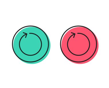 Döngü ok satırı simgesi. Ok ucu sembolü yenileyin. Gezinti işaretçi işaret. Pozitif ve negatif daire düğmeleri kavramı. İyi ya da kötü sembol. Döngü vektör