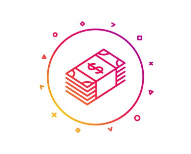 Nakit para satırı simgesi. Para birimi işareti bankacılık. Dolar veya Usd sembolü. Degrade desen çizgi düğmesini. YTL para birimi simgesi tasarım. Geometrik şekiller. Vektör