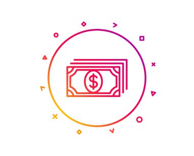 Ödeme satırı simgesi. Dolar döviz işareti. Finans simgesi. Degrade desen çizgi düğmesini. Ödeme simgesi tasarım. Geometrik şekiller. Vektör