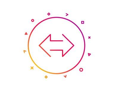 Eşitleme okları satırı simgesi. İletişim ok uçları sembolü. Gezinti işaretçi işaret. Degrade desen çizgi düğmesini. Sync simgesi tasarım. Geometrik şekiller. Vektör