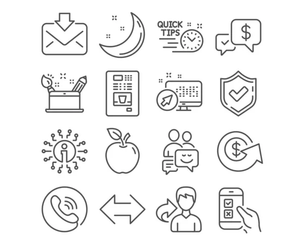 Conjunto Encuesta Móvil Concepto Creatividad Iconos Intercambio Dólares Pago Recibido — Vector de stock