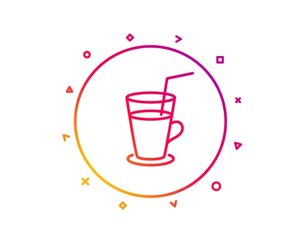 コーヒーまたはカクテル ライン アイコン 新鮮な飲み物の標識です 飲み物を表します グラデーション パターン改行ボタンです カクテル アイコンをデザインします 幾何学的図形 — ストックベクタ