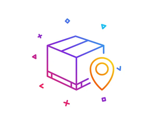 Parcel tracking line icon. Delivery monitoring sign. Shipping box location symbol. Gradient line button. Parcel tracking icon design. Colorful geometric shapes. Vector