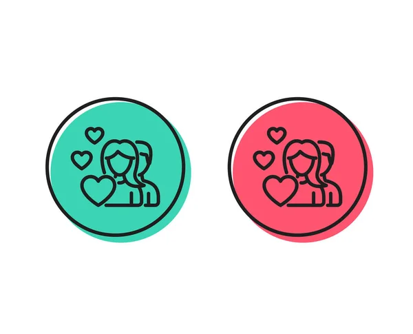 Couple Love Line Icon Group People Sign Valentines Day Symbol — Stock Vector