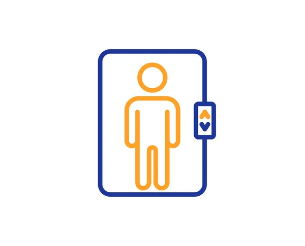 Elevator Line Icon Verkehrszeichen Buntes Rahmenkonzept Blaue Und Orangefarbene Symbole — Stockvektor