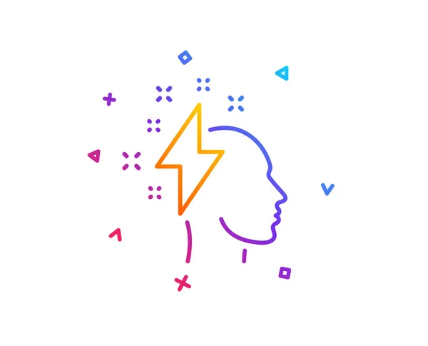 Ikona Čáry Kreativní Brainstorming Lidská Hlava Lightning Bolt Znamení Symbol — Stockový vektor
