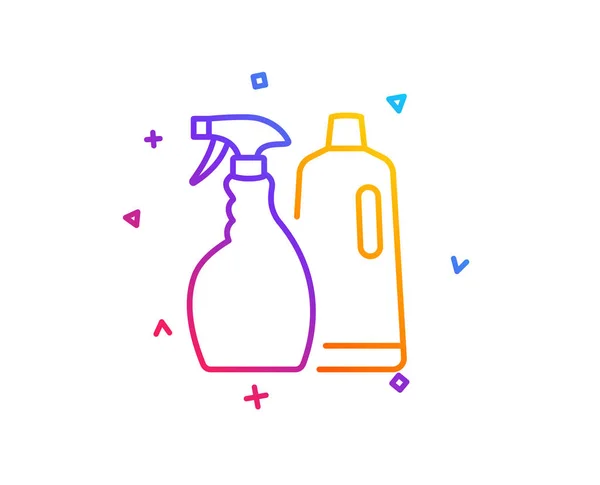 Spray Nettoyant Icône Ligne Shampooing Liquide Lavage Symbole Nettoyant Panneau — Image vectorielle