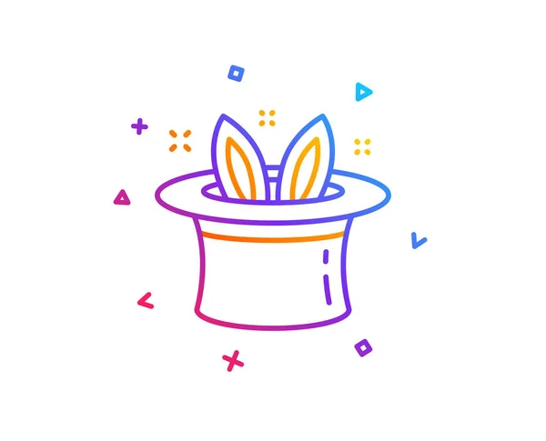 Hat-trick line icon. Magic tricks with hat and rabbit sign. Illusionist show symbol. Gradient line button. Hat-trick icon design. Colorful geometric shapes. Vector