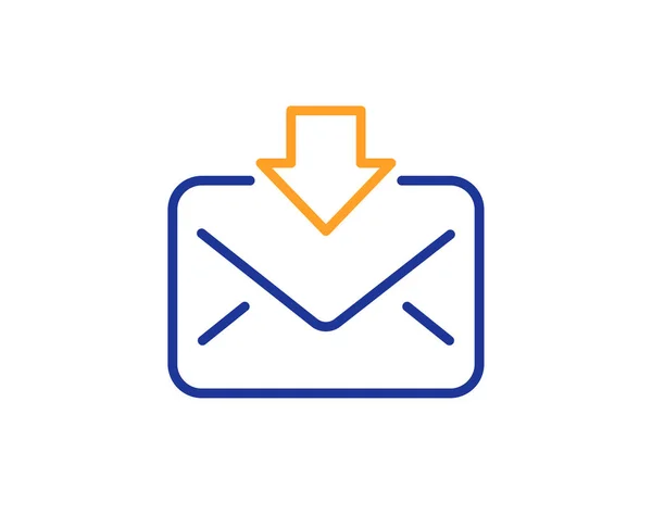 メール ダウンロード ライン アイコン 着信メッセージの対応記号 電子メールのシンボル カラフルな概要の概念 青とオレンジ色の細い線の色アイコン 受信メールのベクトル — ストックベクタ