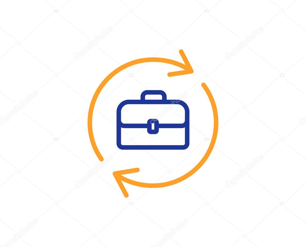 Business recruitment line icon. Portfolio case or Job Interview sign. Colorful outline concept. Blue and orange thin line color icon. Human resources Vector