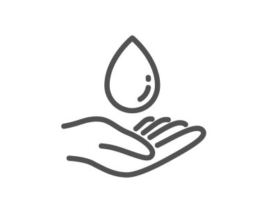 Su bakım satırı simgesi. Temiz su damla işareti. El simgesi. Kalite tasarım düz app öğesi. Düzenlenebilir kontur su bakım simgesini. Vektör