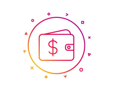 M-cüzdan satırı simgesi alışveriş. Dolar işareti. USD para cep sembolü. Degrade desen çizgi düğmesini. Doları cüzdan simgesi tasarım. Geometrik şekiller. Vektör