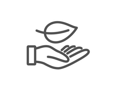 Yaprak satırı simgesi. Bitki işareti büyümek. Çevre bakım sembolü. Kalite tasarım düz app öğesi. Düzenlenebilir kontur yaprak simgesini. Vektör