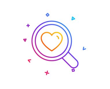 Aşk randevu satırı simgesi. Arama ilişkileri işareti. Sevgililer günü sembolü. Degrade çizgi düğmesini. Arama aşk simgesi tasarım. Renkli geometrik şekiller. Vektör