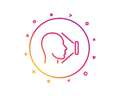 Yüz tarama satırı simgesi. Yüz ID oturum telefon. Kafa kimlik sembolü. Degrade desen çizgi düğmesini. Yüz kimliği simgesi tasarım. Geometrik şekiller. Vektör