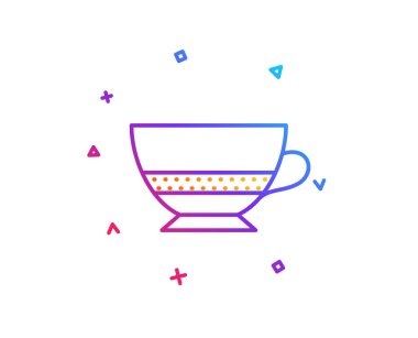 Bombon kahve simgesi. Sıcak bir içecek işareti. İçecek sembolü. Degrade çizgi düğmesini. Bombon kahve simgesi tasarım. Renkli geometrik şekiller. Vektör