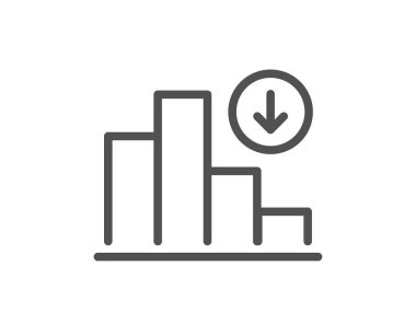 Azalan grafik hat simgesi. Sütun grafik işareti. Kriz diyagram simgesi. Kalite tasarım düz app öğesi. Düzenlenebilir kontur azalan grafik simgesi. Vektör