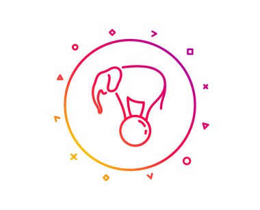 Topu satırı simgesi fil. Sirk işareti. Eğlence Parkı gösteri. Degrade desen çizgi düğmesini. Top simgesi tasarım fil. Geometrik şekiller. Vektör