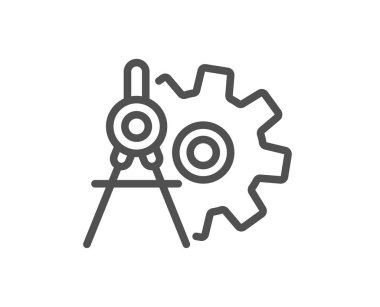 Karikatür bölücüler satırı simgesi. Mühendislik aracı oturum. COG dişli sembolü. Kalite tasarım düz app öğesi. Düzenlenebilir kontur karikatür bölücüler simgesini. Vektör