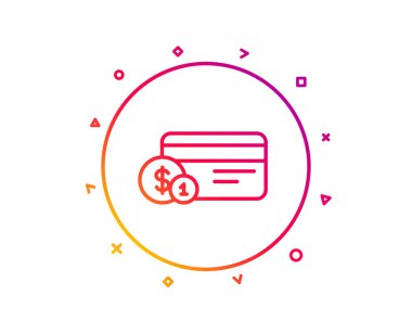 Kredi kartı satırı simgesi. Ödeme kartı paralar işareti ile bankacılık. ATM hizmet sembolü. Degrade desen çizgi düğmesini. Ödeme yöntemi simgesi tasarım. Geometrik şekiller. Vektör
