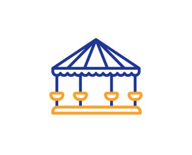 Carousels satırı simgesi. Eğlence Parkı işaret. Renkli anahat kavramı. Mavi ve turuncu ince çizgi renk simgesi. Carousels vektör