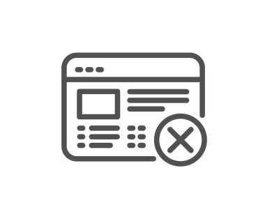 Web sayfası satırı simgesi reddetmek. Internet iz yok. Tarayıcı silin. Kalite tasarım düz app öğesi. Düzenlenebilir kontur Reddet web simgesi. Vektör