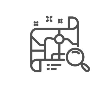 Arama harita satırı simgesi. Konumu adres işareti bulmak. Kalite tasarım düz app öğesi. Düzenlenebilir kontur arama harita simgesi. Vektör