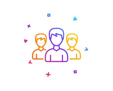 Grup satırı simgesi. Kullanıcı veya takım çalışması işareti. Erkek kişi siluet simge. Degrade çizgi düğmesini. Grup simgesi tasarım. Renkli geometrik şekiller. Vektör