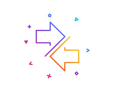 Oklar satırı simgesi eşitleyin. İletişim ok uçları sembolü. Gezinti işaretçi işaret. Degrade çizgi düğmesini. Simgesi tasarım eşitleyin. Renkli geometrik şekiller. Vektör