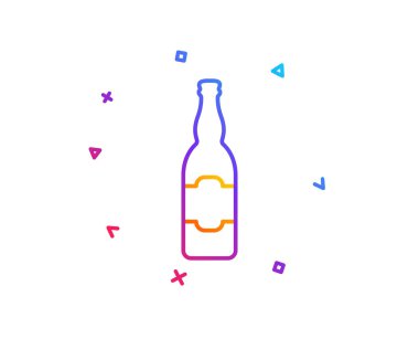 Bira şişe satırı simgesi. Pub zanaat bira işareti. Bira içecek sembolü. Degrade çizgi düğmesini. Bira şişe simgesi tasarım. Renkli geometrik şekiller. Vektör