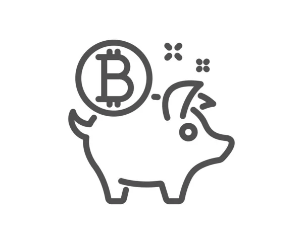 Bitcoin line icon. Cryptocurrency coin sign. Piggy bank money symbol. Quality design flat app element. Editable stroke Bitcoin coin icon. Vector